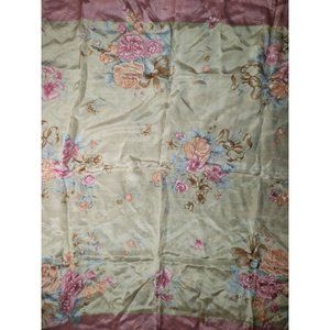 Adrienne Vittadini Pink Border with Roses Neck Scarf Made in Japan